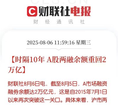 两融余额突破2万亿！上次是10年前，这回又将如何？