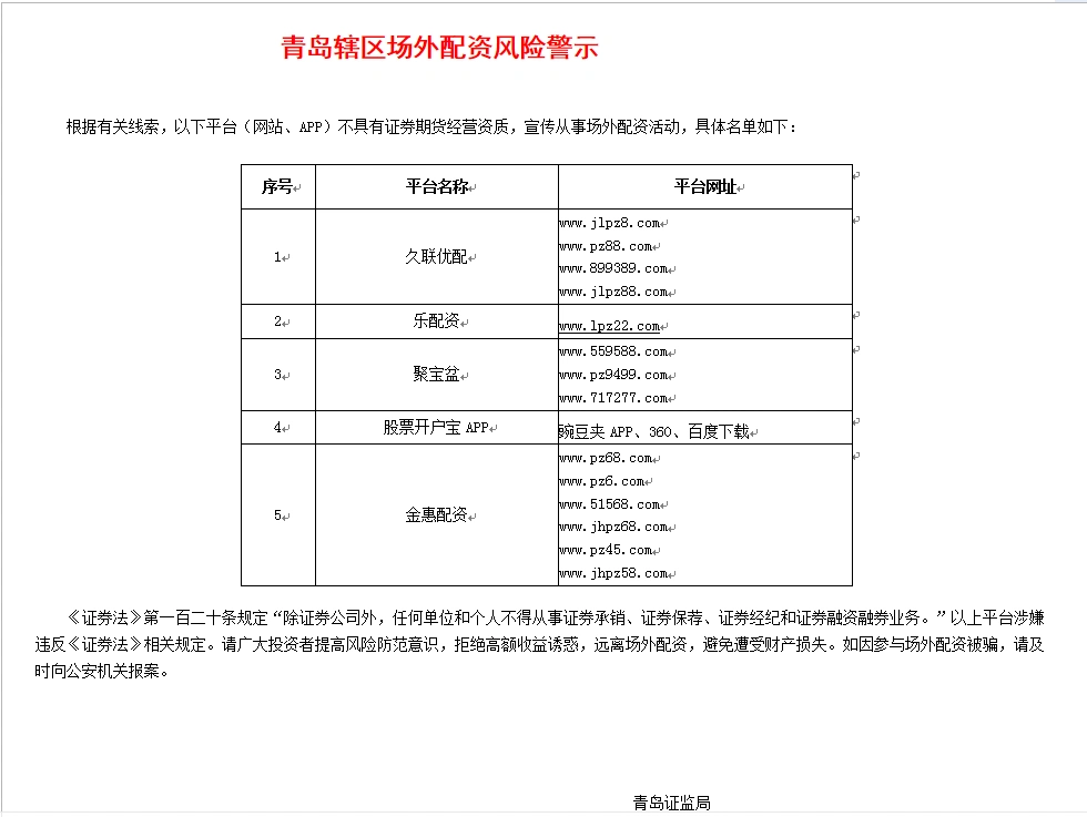 多地围剿非法场外配资，多家平台被列入黑名单，含低息配资平台？